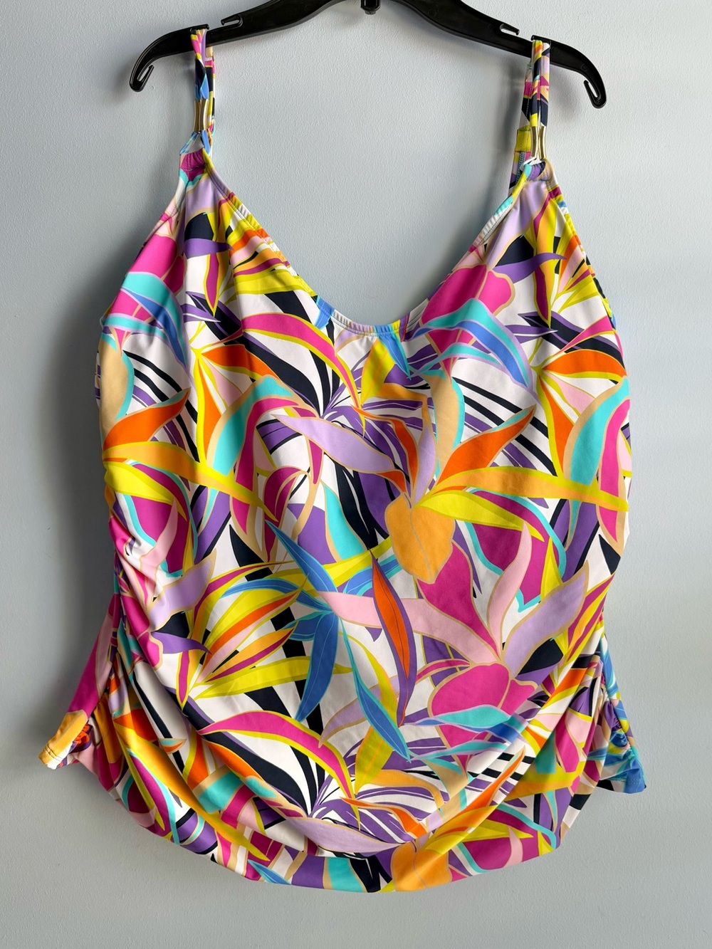 Bleu by Rod Beattie Plus Size Colorful Scoop-Neck Underwire Tankini Top Size 22W